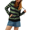 thumbnail image 4 of Nituyy Women Patchwork Hoodie, Stripe Pattern Long Sleeve Hooded Pullover, 4 of 8