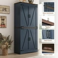 thumbnail image 6 of 71" Farmhouse Tall Kitchen Pantry, 5 Layers Storage Cabinet with Adjustable Shelves, Farmhouse Pantry Cabinet with 4 Barn Doors for Kitchen, Dining Room, Bathroom, Living Room, Rustic Blue, 6 of 8