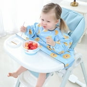 TONKBEEY Newborn Long Sleeve Bib Coverall with Table Cloth Cover Baby Dining Chair Gown Waterproof Saliva Towel Burp Apron Bibs