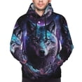 thumbnail image 4 of KLL Purple Sky Wolf Print Mens Hoodie Long Sleeve Casual Pullover Hooded Sweatshirt Fashion Drawstring Hoodies with Pocket-3X-Large, 4 of 6