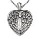 thumbnail image 1 of Controse Women's Antiique Wanderlust de acero inoxidable plateado - Corazón alado con collar de madreperla de 18"más extensor de 2" Controse Inc. A020B, 1 of 1