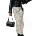 thumbnail image 2 of Joernso Women Midi Skirt High Waist Leopard Print Loose Fit Mid-calf Length Skirt Commuting Style Zipper Design Skirt, 2 of 8