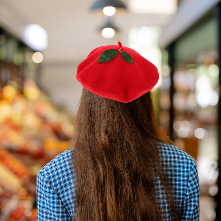 Milisten Stylish Red Female Beanie Cap Unique Berry Themed  display picture 1