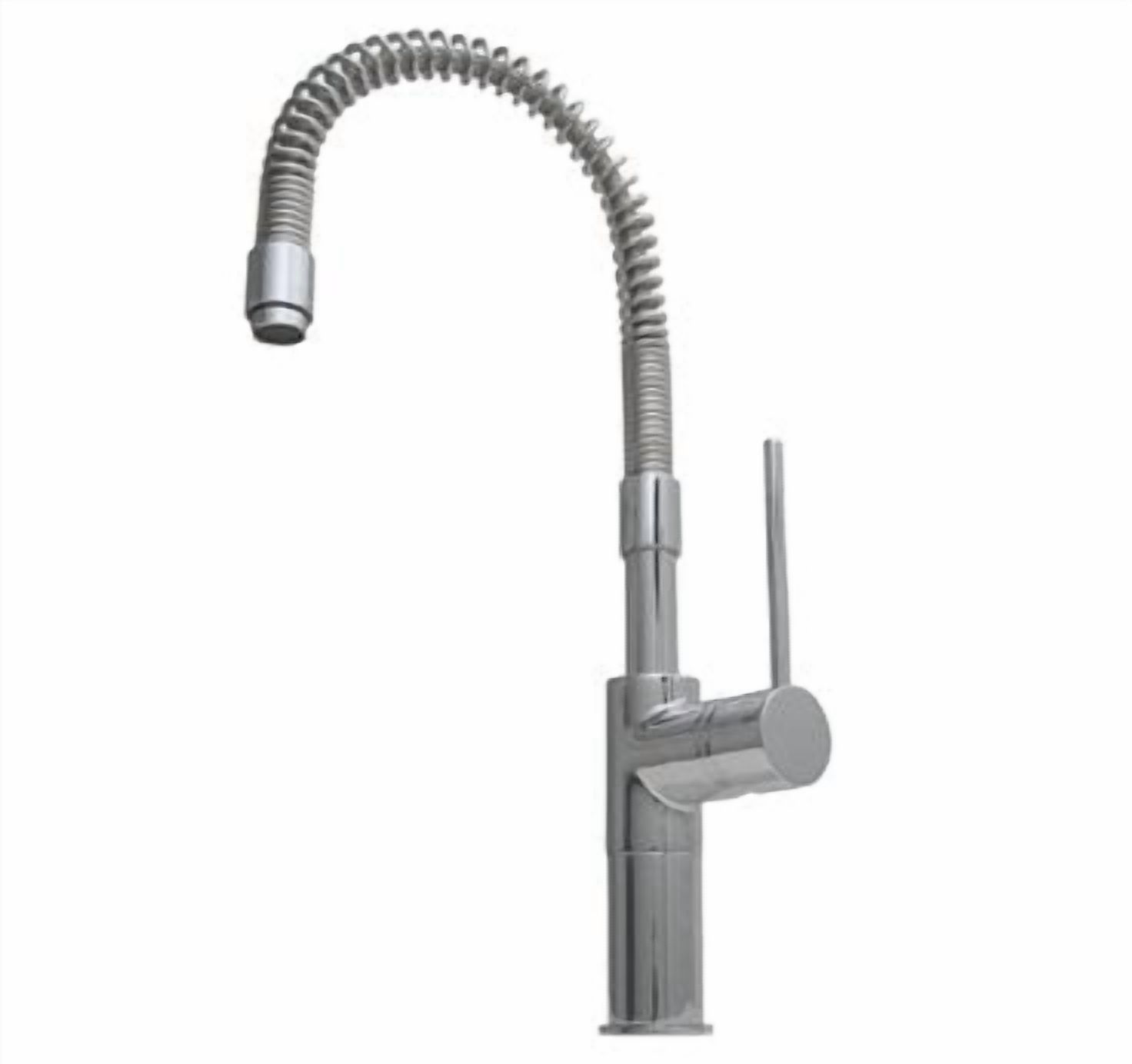 Whitehaus Collection WHLX78558-PC 7.62 in. Metrohaus commercial single hole faucet with flexible spout and lever handle- Polished Chrome