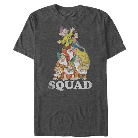 Men's Snow White and the Seven Dwarfs Squad Graphic Tee Charcoal Heather 4X Large