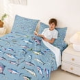 thumbnail image 3 of Feelyou Tropical Fish Bed Sheets for Kids, Watercolor Starfish Animal King Sheets, Blue, 4-Piece, 3 of 5