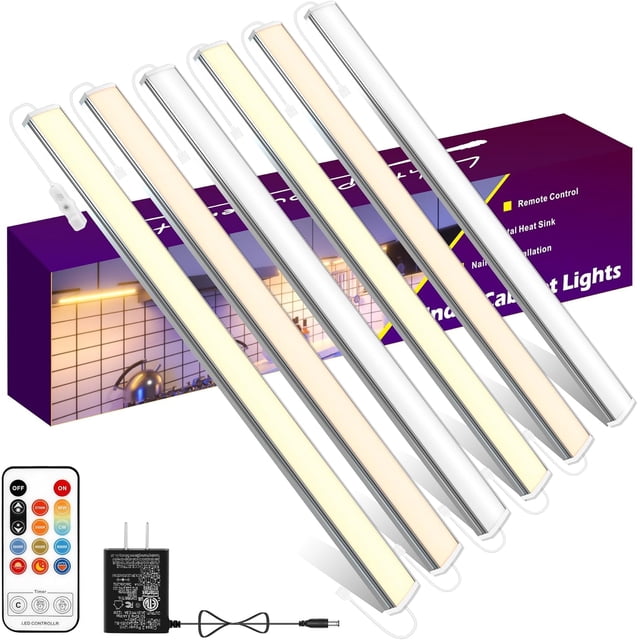 shiyou-Under Cabinet Lights Plug in, 6 Pcs 12 Inch Multi-Color Under Cabinet Lighting, Super Bright Under Counter Lights for Kitchen, Ultra Thin Dimmable Light for Cabinet, Counter, Workbench, Desk