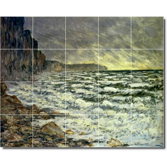 Ceramic Tile Mural-Claude Monet Waterfront Painting 125. 21.25" w x 17" h using (20) 4.25 x 4.25 ceramic tiles