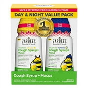 Zarbees Kids Cough + Mucus Day/Night Value Pack for Children 2-6 with Dark Honey, Ivy Leaf, Zinc & Elderberry, #1 Pediatrician Recommended, Drug & Alcohol-Free, Mixed Berry Flavor, 2x4FL Oz