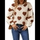 thumbnail image 3 of Sudadera Holgada de Larga con Cuello Redondo y Estampado de Corazón de Peluche para Mujer, para Otoño e Invierno. Amor Caqui M, 3 of 10