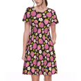thumbnail image 1 of Bixox Robe d'Été à Manches Courtes pour Femmes Robe Ample Longueur Genou avec Poches-Fraise, 1 of 7