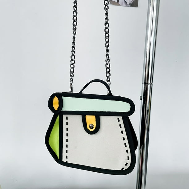 Bolso bandolera Bolsos de lona de estilo 3D Bolso de pastel con correa ajustable Bolso de cartera informal con dibujo en 2D