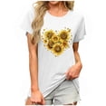 thumbnail image 2 of Tops for Women Plus Size Short Sleeve Printed Round Neck Summer Tunic Tops Loose Tees Shirts White L, 2 of 6