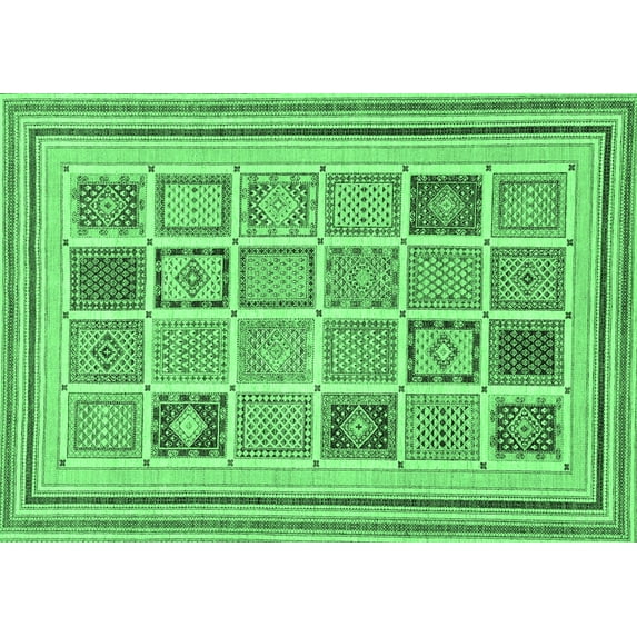 Ahgly Company Indoor Rectangle Abstract Emerald Green Modern Area Rugs, 6' x 9'