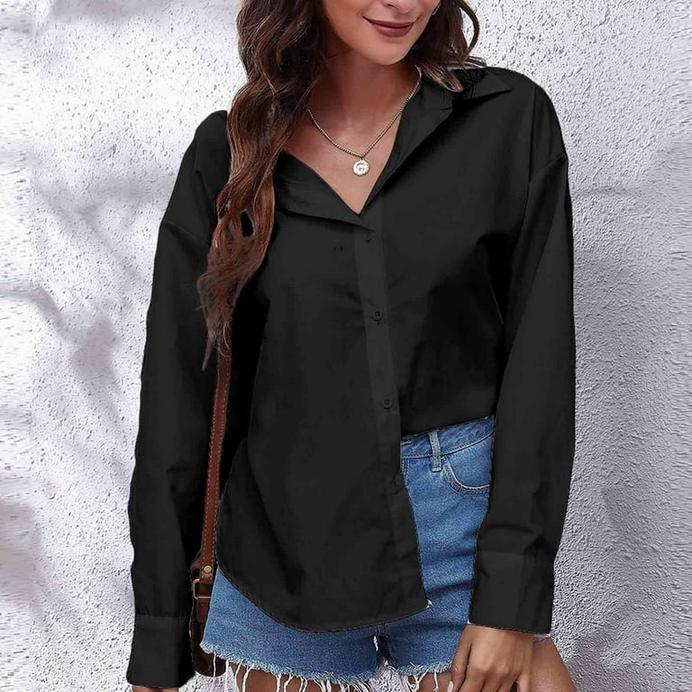 Tungbrin Women's Button down Shirts Open Back Bowknot Casual