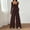Coffee, variant on Long Sleeve Jumpsuit for Women Ruched One Piece Wide Leg Jumpsuit Baggy Square Neck Workout Romper with Pockets, S