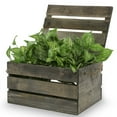Garden Winds Antique Grey Wooden Crate Storage Box with Lid Medium