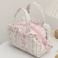 thumbnail image 2 of Cotton Quilted Toiletry Bag Drawstring Toiletry Organizer Large Cosmetic Pouch for Women Work Office Travel (Style B), 2 of 8