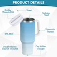 thumbnail image 4 of Gobelet de 40 oz avec Poignée, Couvercle et Paille, Gobelet d'Eau Isolé, Tasse d'Eau en Acier Inoxydable, Tasse Bouteille Réutilisable, Compatible avec Porte-Gobelet, Dégradé Bleu, 4 of 6