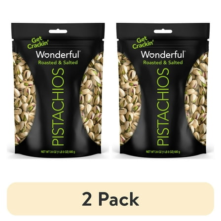 (2 pack) Wonderful Pistachios In-Shell Roasted & Salted Nuts, 24 Ounce Bag