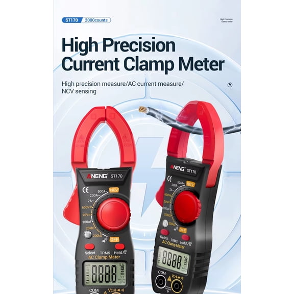 ANENG ST170 Clamp Meter Multimeter Digital Tester 1999 Counts AC/DC Voltage voltmeter Hz Capacitance NCV Ohm Diode Tester Tools