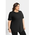 thumbnail image 3 of TIYOMI Women's Plus Size Oversized T-Shirts 3X Black Summer Short Sleeve Tops Round Neck Shirts Workout Boyfriend Pullover Solid Basic Casual T-Shirt Loose Fit Summer Tee 3XL 22W 24W, 3 of 6