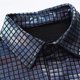 thumbnail image 4 of Camisa Elvqul para Hombre Playa con Lentejuelas Morado Manga Corta Abotonada Solapa, 4 of 7