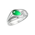 thumbnail image 3 of RYLOS Men's Rings Sterling Silver Ring - Timeless Pear Shape Cabochone Gemstone & Diamonds - Tear Drop Cabochon EMERALD Rings For Men  Size 9, 3 of 6