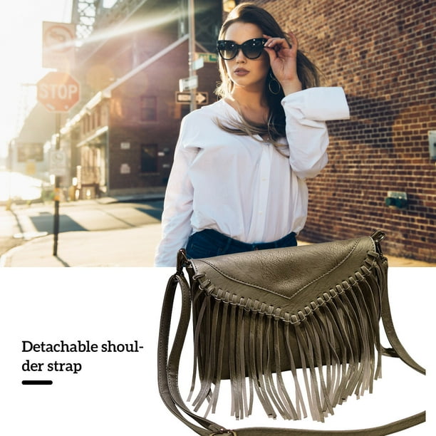 Brown fringe clearance bag