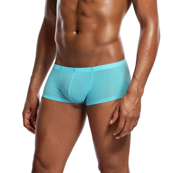 zuwimk Mens Underwear Men's Boxer Briefs Cotton Spandex Soft Tag Free Underwear Light Blue,M
