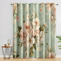 Floral Curtains Short,Pink Rose Window Curtains,Vintage Floral Drapes,Rustic Flower Window Treatments,Home Decor Drapes 2 Panel Sets-42"W x 72"L (Pack of 2)