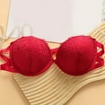 thumbnail image 2 of GEWSEY Womens Comfort Bra Lace Embroidery Full-Coverage Push-Up Bralette Light Shapewear Bras for Everyday Wear (Red, 28B), 2 of 4