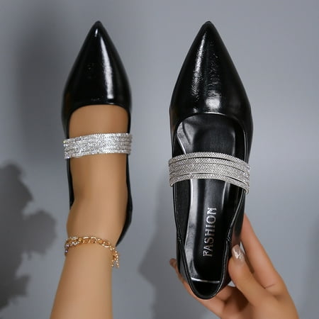 Women s Flats Shoes Classic Comfort Dress Shoes Casual Leather Loafers Flats Cute Versatile Slip-Ons Everyday Work Ballet Flats Dress Shoes Black 9.5