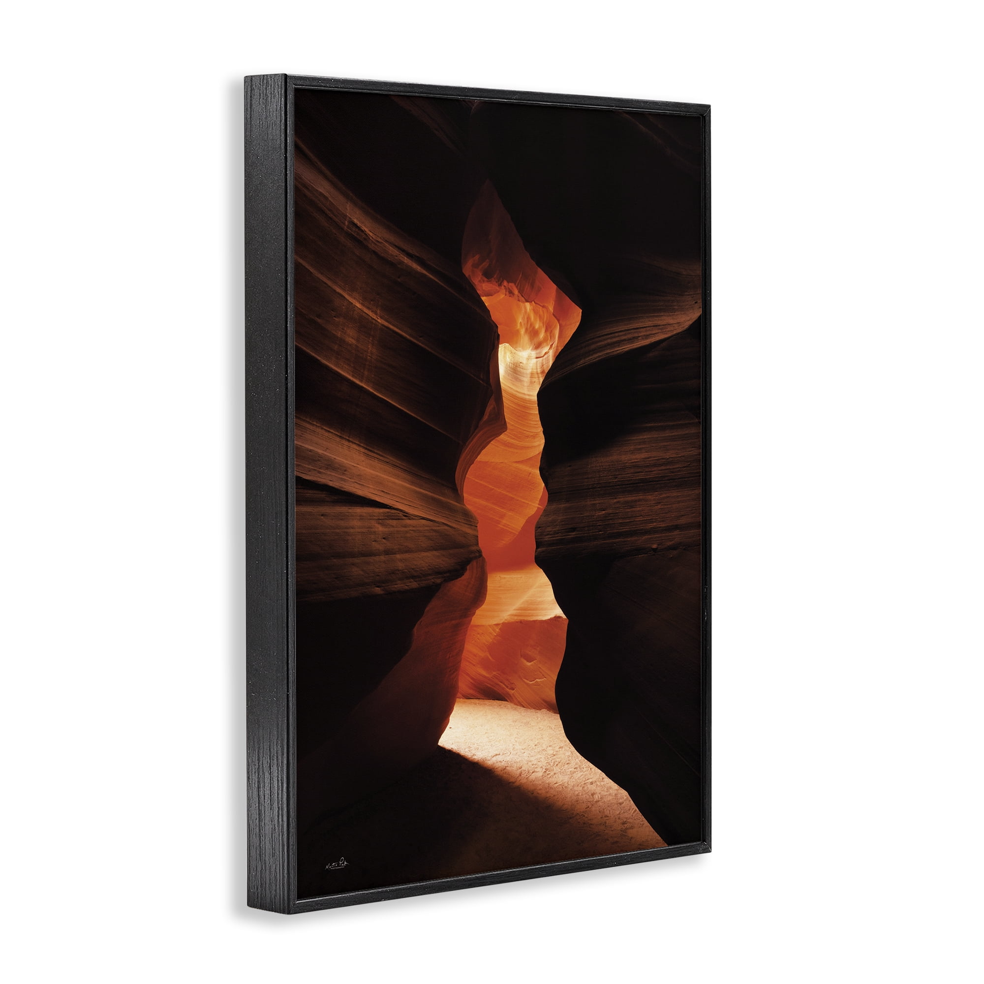 Stupell Industries Sunlit Canyon Cave Landscape Photography Black Framed Art Print Wall Art, 20 x 30