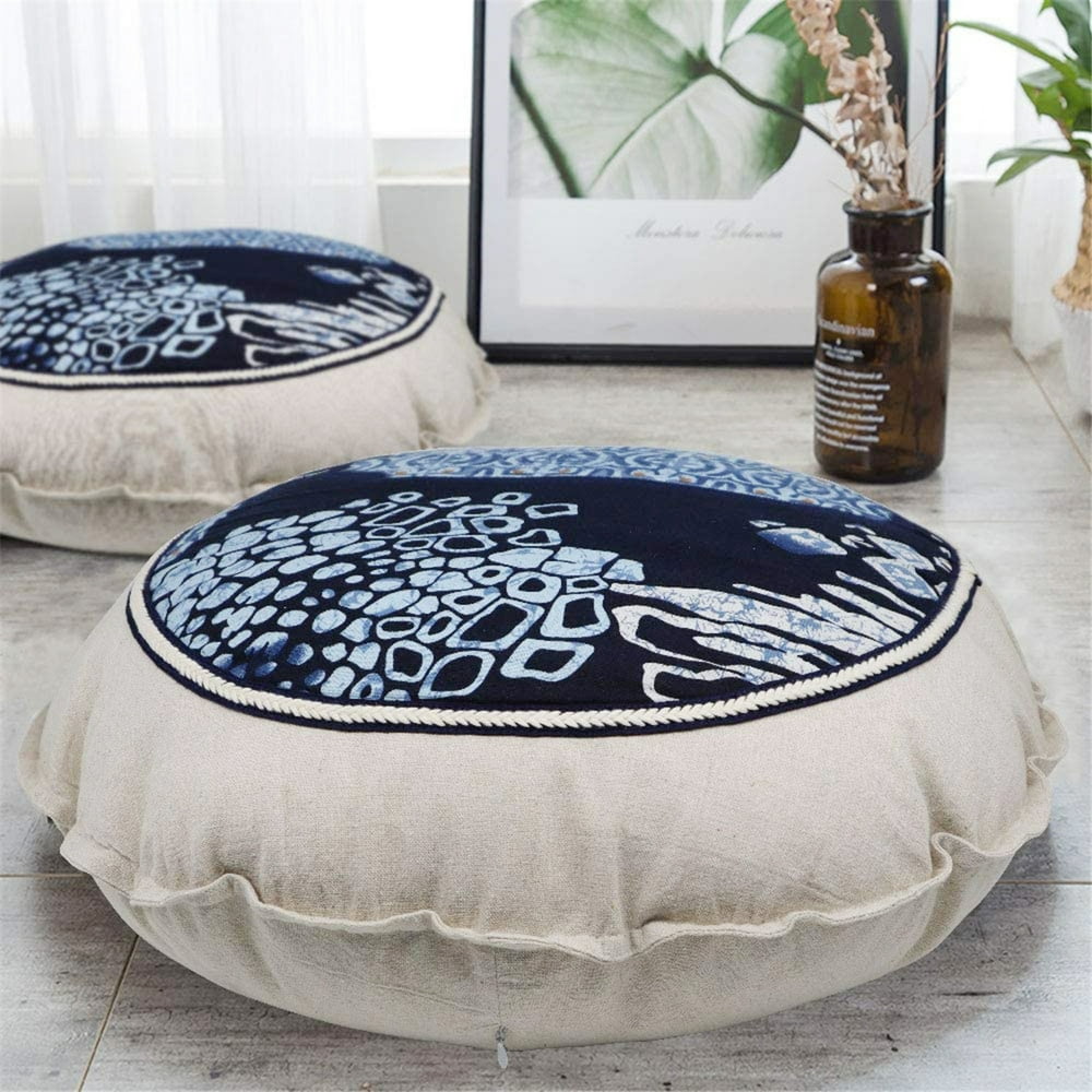 22" Bohemian Floor Pillow Cushion, 7.8" Thick Round Meditation Cushion, Premium Yoga Pillow