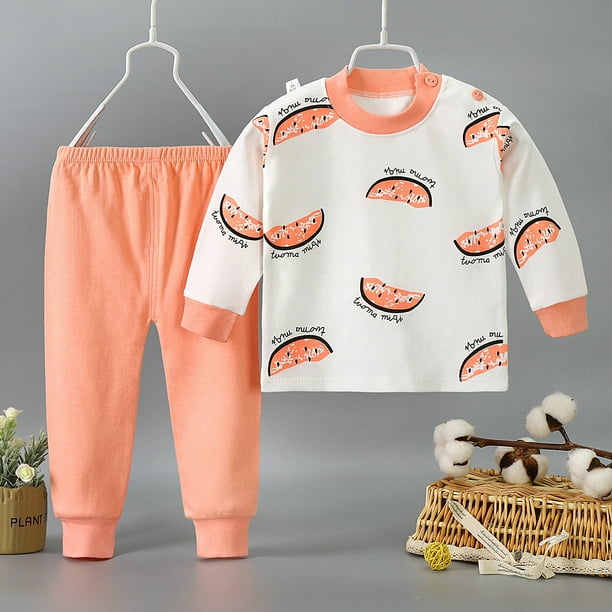 Conjunto de ropa interior cómoda con abertura en los hombros para niños, ropa de otoño, pantalones de otoño, ropa de casa para bebé, pijamas para niños y niñas de tamaño pequeño y mediano