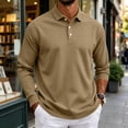 thumbnail image 2 of Hearthz Big and Tall Polo Shirts for Men Soft Breathable Moisture Wicking Long Sleeve Work Shirts for Men Solid Color Collared Mens Golf Polos Khaki XXL, 2 of 9