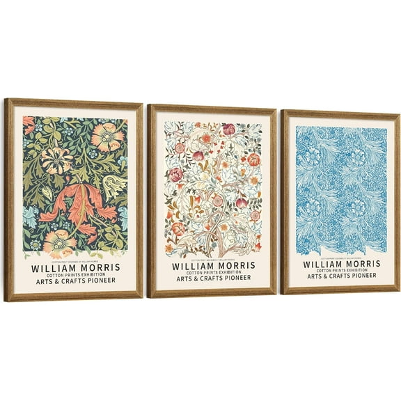 Singg William Morris Canvas Wall Art Set, 3 Piece Vintage Botanical Floral Pattern Pictures Prints Artwork, Paintings Wall Decor for Living Room Bedroom Bathroom Office