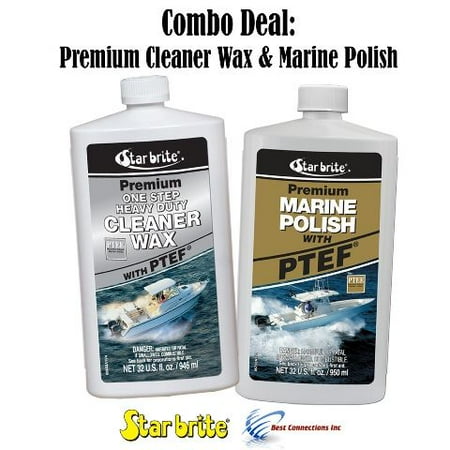 Star Brite Premium Cleaner Wax & Marine Polish w/ PTEF Combo Deal 85732 (Best Car Wax Ever)