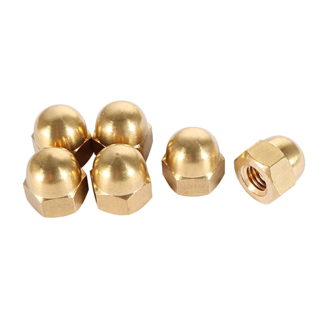 Tuercas hexagonales de tapa de domo de latón con rosca M8, 6 piezas