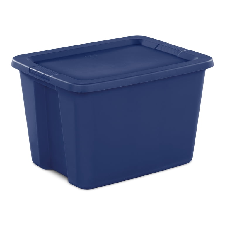 Sterilite Plastic 18 Gallon Tote Box Stadium Blue Set of 8