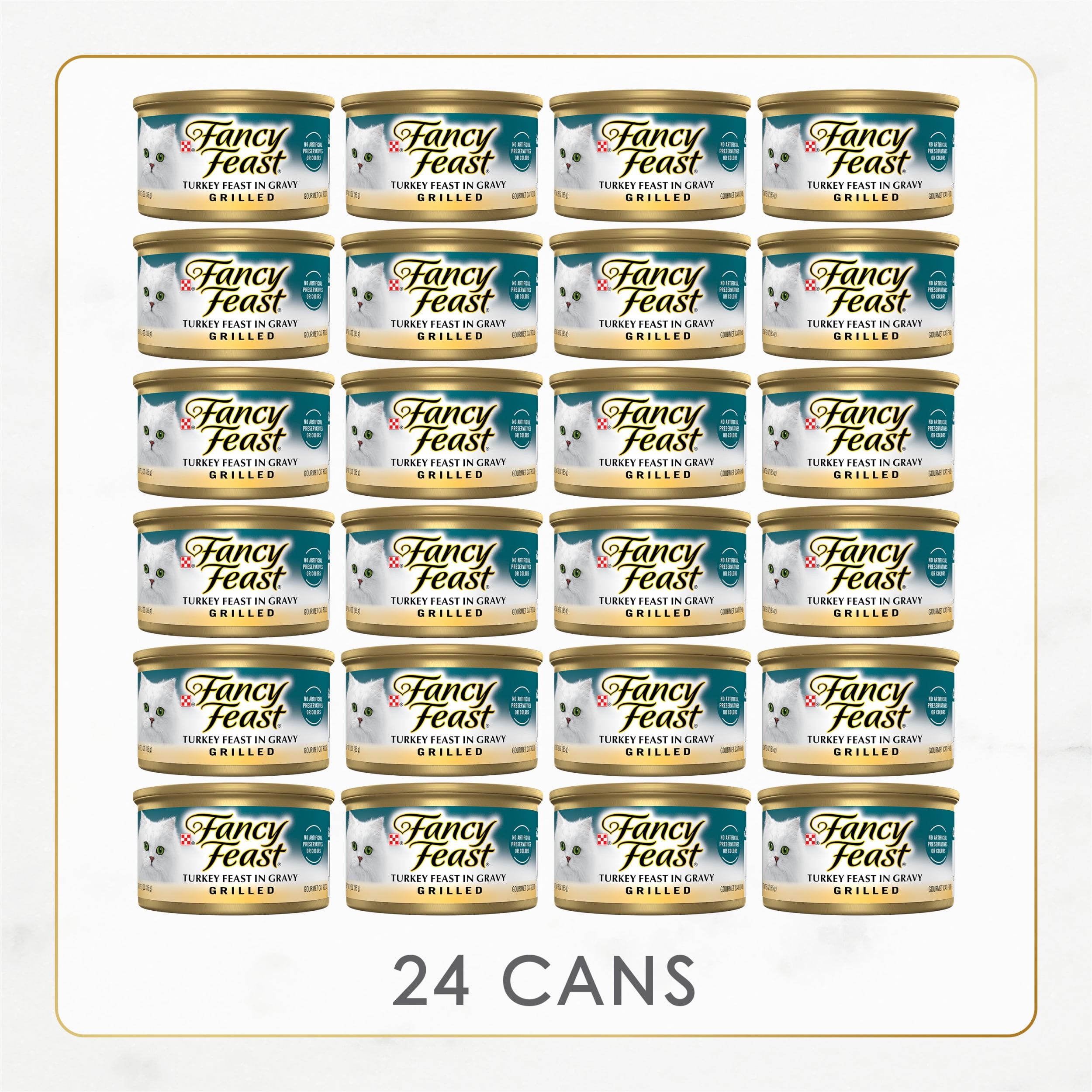 (2 pack) Purina Fancy Feast Turkey Feast in Gravy Grilled Wet Cat Food, 3 oz Cans (24 Pack)