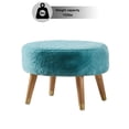 thumbnail image 2 of Home Soft Things Heavy Faux Fur Oval Ottoman - Blue Turqoise - 22" x 18" x 18", 2 of 6
