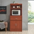 thumbnail image 2 of Hodedah 54" Tall Open Shelves 2-Door 1-Drawer Wooden Kitchen Cabinet in Cherry, 2 of 3