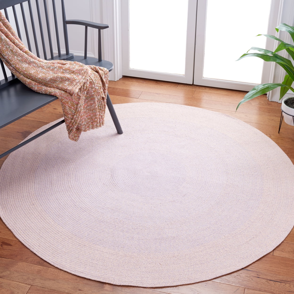 SAFAVIEH Cape Cod Richmal Geometric Cotton Area Rug, Blue/Pink, 6' x 6' Round