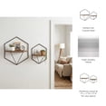 thumbnail image 6 of Wall Mounted Geometric Shelves for Home Decor - Hexagon Hanging Storage Organizer for Living Room, Bedroom, or Entryway - Wall Organizer Storage for Bathroom - Set of 2, 20", 16", Brown & Black, 6 of 12