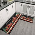 thumbnail image 3 of 2 Piece Christmas Plaid Kitchen Rug Sets Winter Snowflake Funny Christmas Kitchen Runner Absobent Kitchen Floor Matfor Farmhouse Door (47x17+30x17 inches), 3 of 7