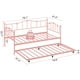 thumbnail image 2 of QinaQin Diván individual de metal con cama nido deslizable y cabecera, estructura resistente con soporte de listones de acero para sala o recámara, 2 of 8