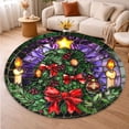 thumbnail image 5 of Round Rug, Christmas Agave Soft Washable Carpet, Non-Slip Floor Mat for Living Room Bedroom Home Decor 24 Inch, 5 of 6