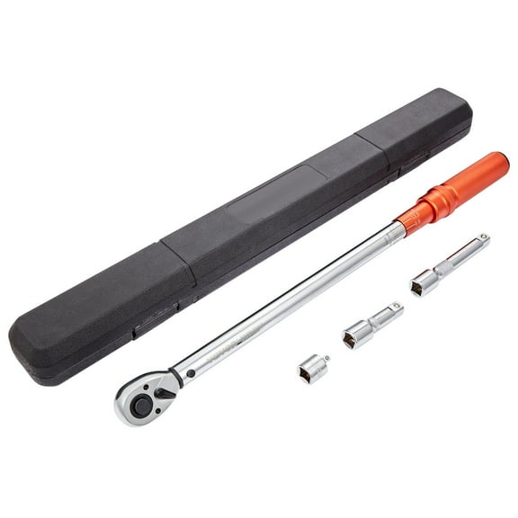 VEVOR Torque Wrench, 1/2-inch Drive Click Torque Wrench 20-250ft.lb/34-340n.m, Dual-Direction Adjustable Torque Wrench Set, Mechanical Dual Range Scales Torque Wrench Kit with Adapters Extension Rod
